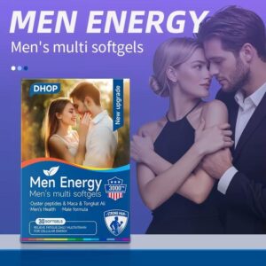 Men's Herbal Supplement with Organic Maca Root – Supports Energy, Stamina & Vitality – 60 Soft Capsules