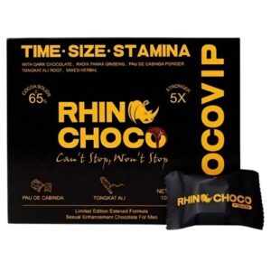 Rhino Choco VIP Chocolate & 5x Stronger Pau De Cabinda Powder, for Him - 12 Pack