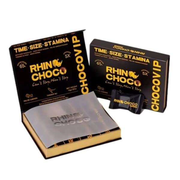 Rhino Choco VIP Chocolate & 5x Stronger Pau De Cabinda Powder, for Him - 12 Pack
