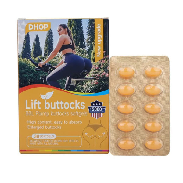 DHOP Adult Glute Growth Supplement – Natural Hips & Butt Support BBL Softgels for Curves & Beauty For Women – 30 Capsules