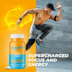 Natty Addy Maximum Strength Brain Support - Methylene Blue Pharmaceutical Grade, Caffeine and L-Theanine - Focus Supplement 60 caps