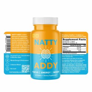 Natty Addy Maximum Strength Brain Support - Methylene Blue Pharmaceutical Grade, Caffeine and L-Theanine - Focus Supplement 60 caps